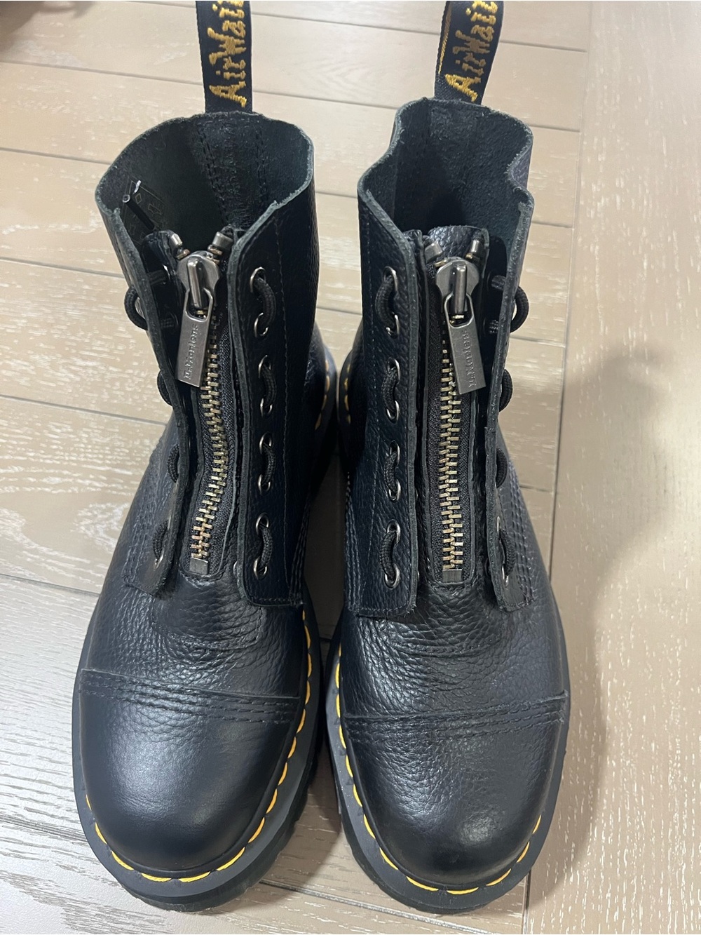 Dr. Martens Black Leather Zip-Front Boots
